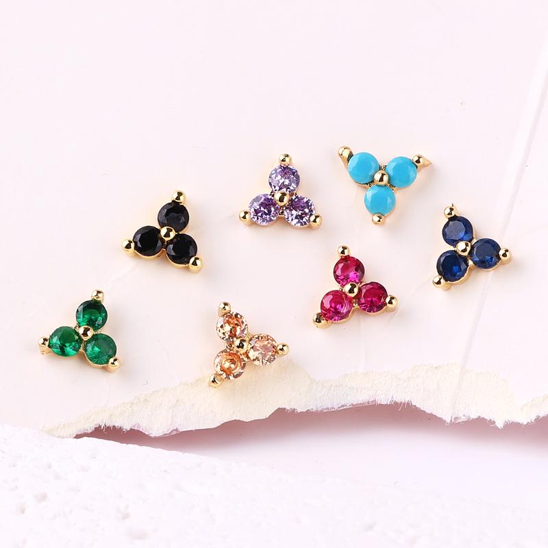 Gold Filled Stud Earrings For Women Bling Cute Color CZ Zircon Piercing Women's Earrings 2026 Fashion Jewelry Wholesale