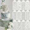 12 Pcs Cake Stencils Cake Templates Set Floral Leaf Linear Stripe Lace Irregular Geometry Wedding Icing Stencils Cake Molds Cookie Dessert
