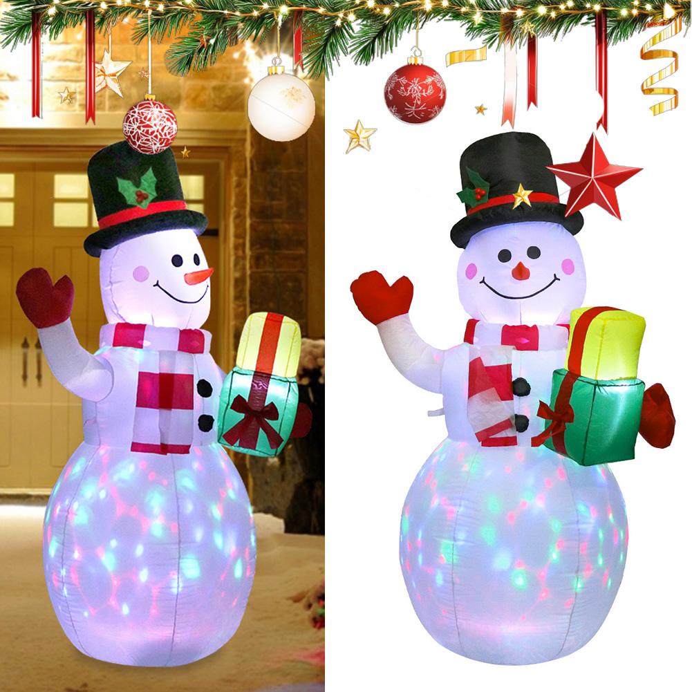 1Pc 1.5M Christmas Inflatable Gift Pack Snowman Model with LED Lights Christmas Outdoor Courtyard Garden Decorae Props