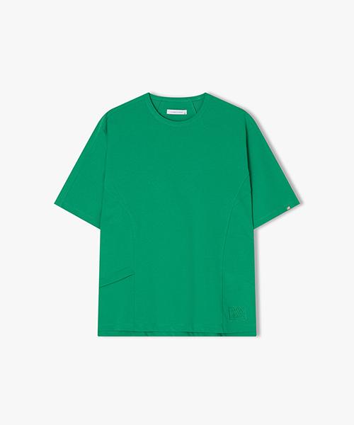 River Classy [25Ss] Llm41585 Green Semi-Overfit Short Sleeve T-Shirt With Line Cut Detail 105