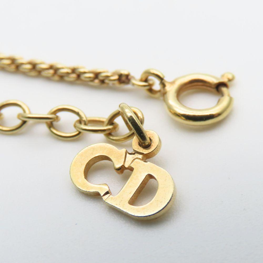 Used Christian Dior Necklace metal/Rhinestone 7.1g gold CD logo