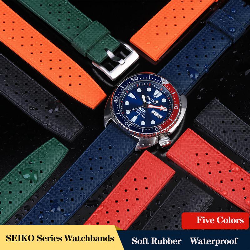 Tropical Rubber Strap  for Seiko SRP777J1 Soft Silicone Diving Waterproof Breathable Sport Wristband Men 20mm 22mm Watch Band