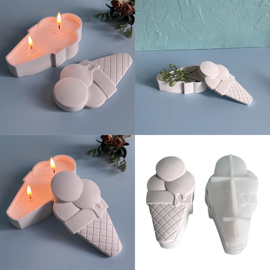 Ice Cream Shaped Storage Container Epoxy Mould High Temperatures Resistant Silicone Mold for Jewelry Box with Lid