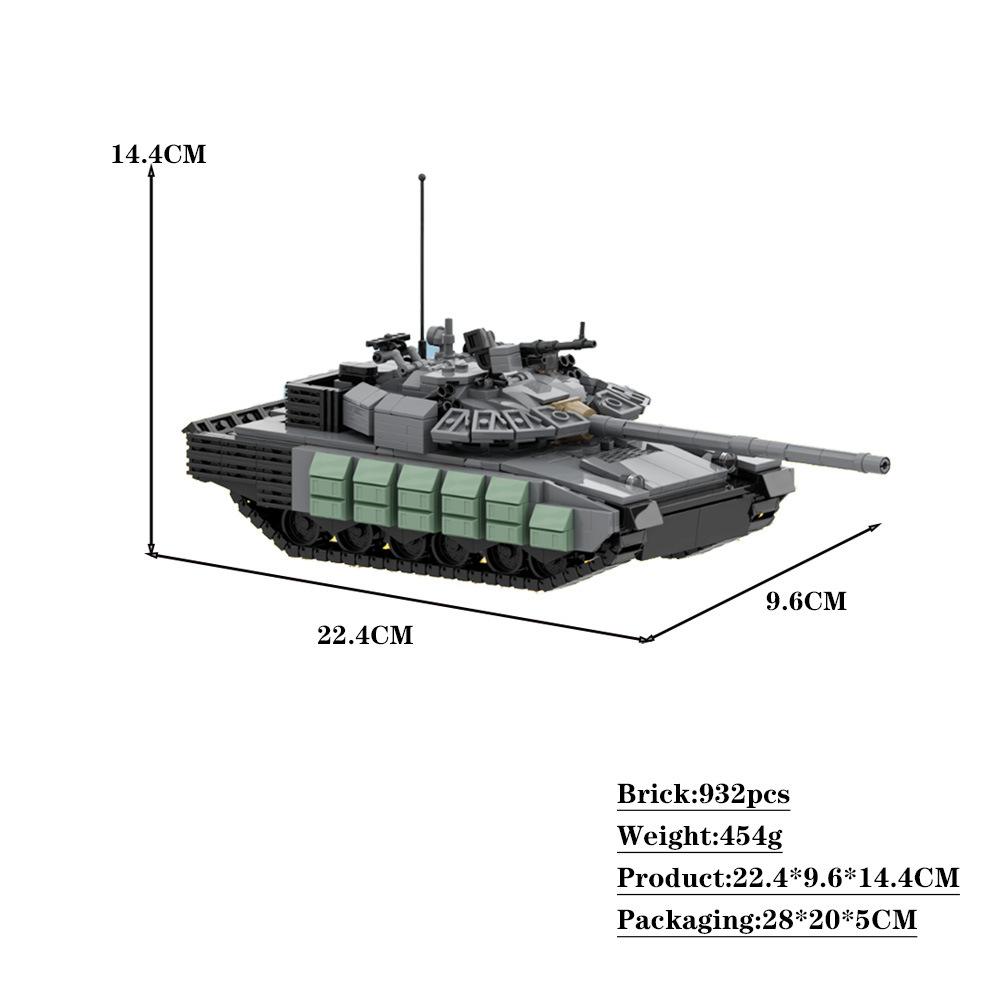 WW2 Military Weapoons Truck Vehicle T-80BVM Russian Main Battle Tank Model Vehicle Puzzle Bricks Toy Birthday Gift 932PCS