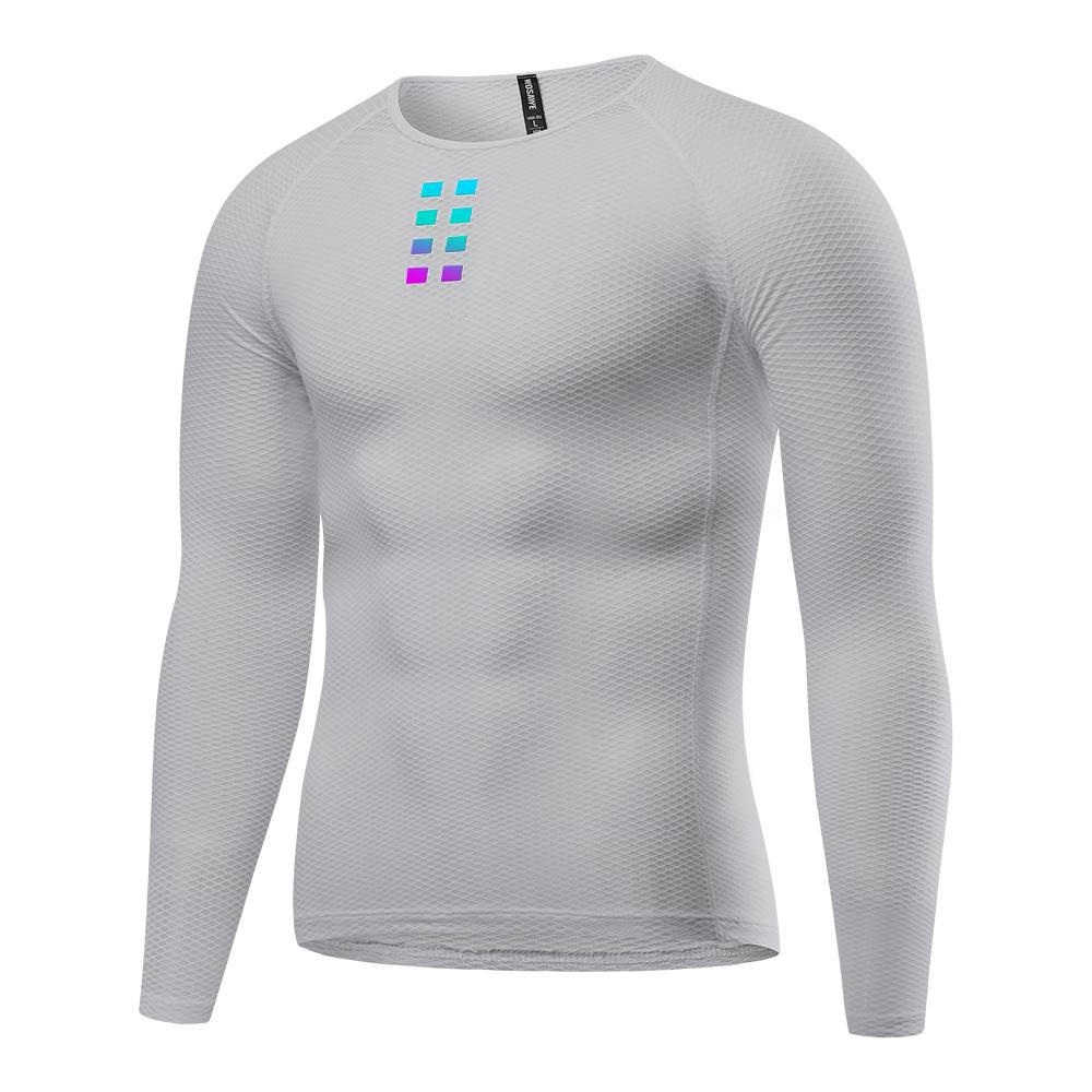 WOSAWE Fietsen Lange Mouw Basislaag Compressie Onderhemden Ademend Sneldrogend Fietsondergoed