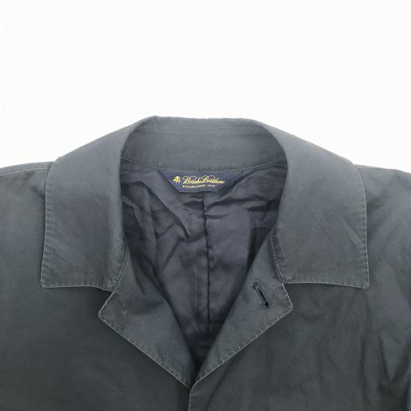 Brooks Brothers Stand Collar Coat Outer Men L Navy Cupra Lining Center Vent Cotton