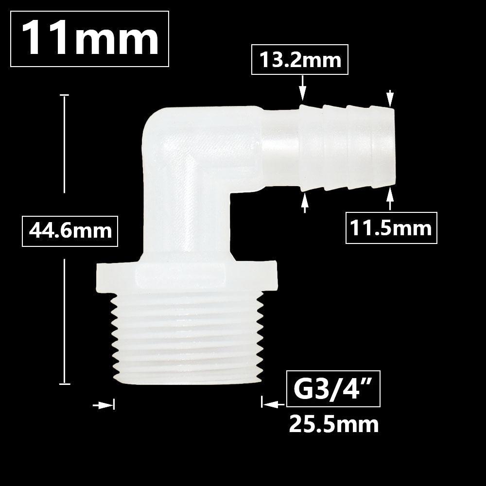 6/8/10/12/14/16/18/20mm Hose Elbow Connector To 1I2 3/4 Inch Male Thread 90 Degrees Barb Fittings Irrigation System Pipe Coupler