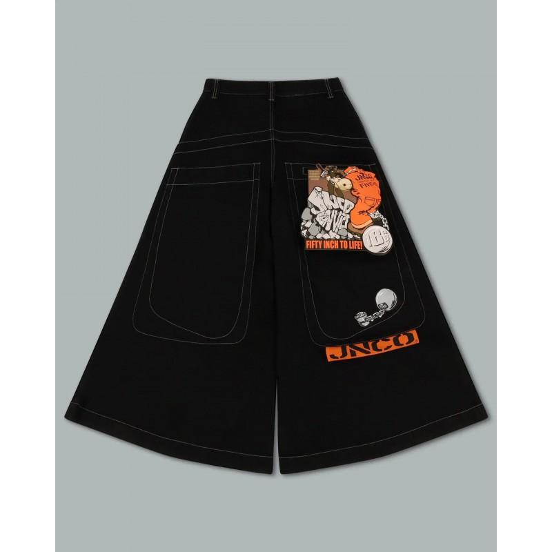 Mens Y2K Harajuku Hip Hop Streetwear Loose Fit Black Denim Jeans With Cartoon Embroidery