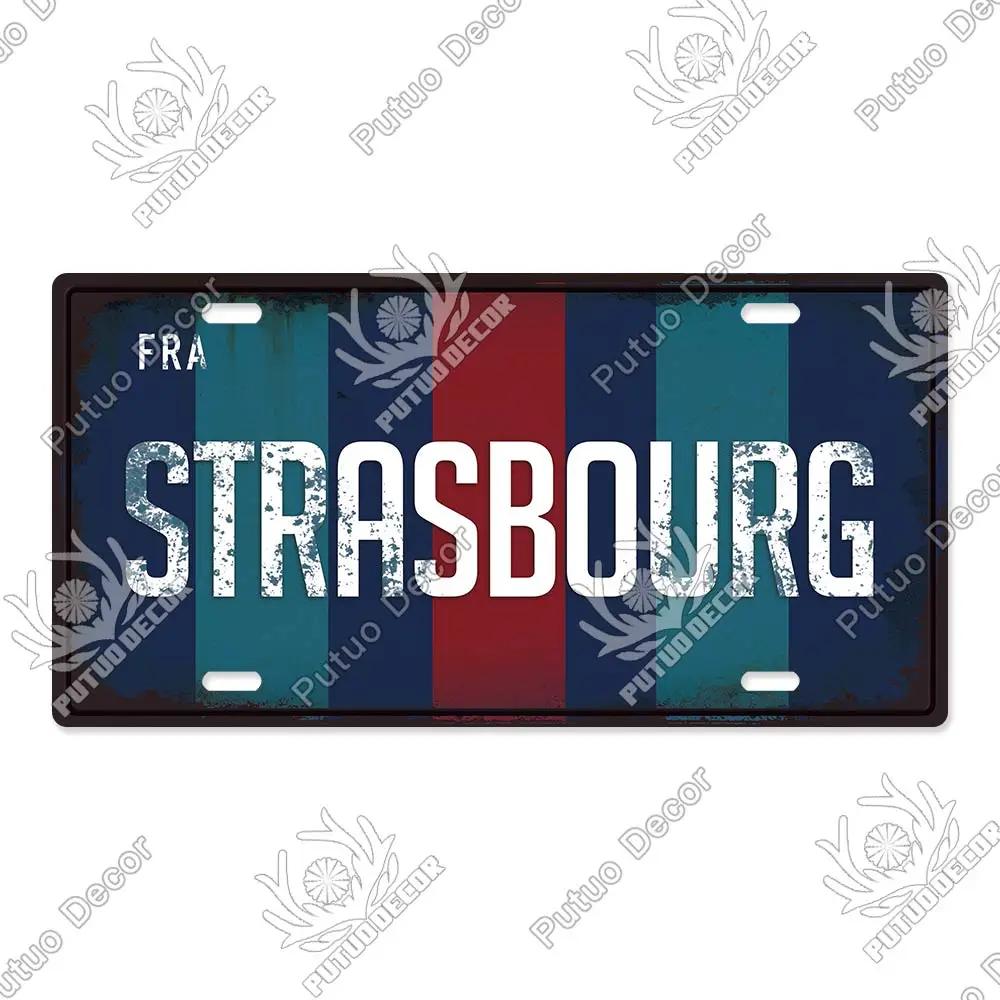 Putuo Decor French City Metal Sign Licenses Plate Plaque Metal Vintage Tin Sign Decor Bar Pub Man Cave Club Decoration
