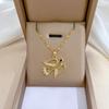 **Lively Women's Necklace: Titanium Steel & Gold-Plated Copper Clavicle Chain**