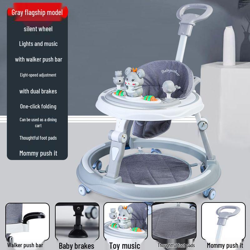 Multifunctional Baby Walker: Anti-Rollover, Anti-O-Leg, Sit-and-Push Learning Trolley