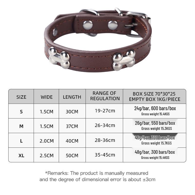 

Регулируемый ошейник для собаки с костяным украшением и поводком из ПУ кожи - Популярный ошейник S: 1.5cm x 30cm коричневый