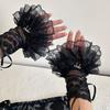 Flare Style Lace Wrist Cuffs Silk Ribbon Flare Cuffs Vintage Ruffles Gloves  Girl