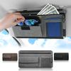 Car Sun Visor Organizer Textured Suede 2-Layer Storage Bag Sunglasses Case Card Holder Auto Zipper Storage Pocktet