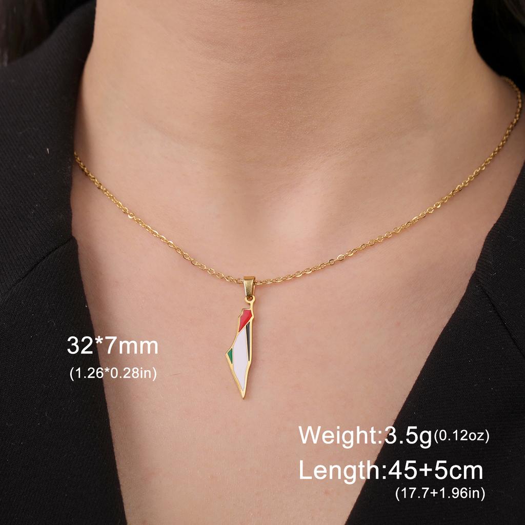 LIKGREAT Roestvrij Staal Palestina Kaart Hanger Ketting Goudkleur Sieraden Dames Choker Druipolie Geografie Nekketting Groothandel