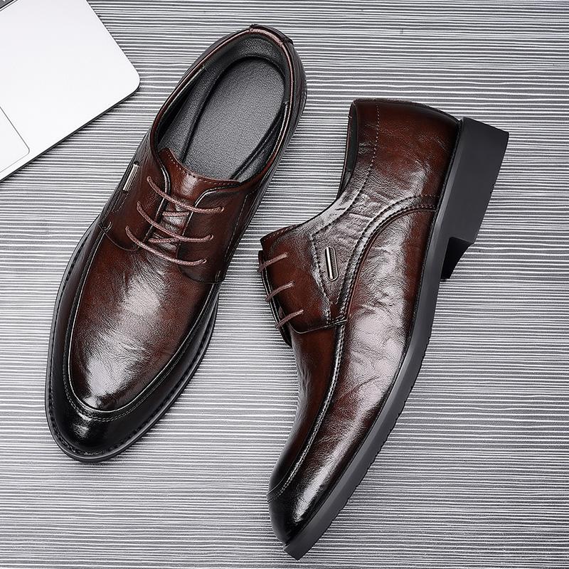 Fashion 2025 New Business Lace Up Men Oxford Shoes Comfort Walking Shoes Wedding Height Shoes Men's Fashion All-match Leather Footwear