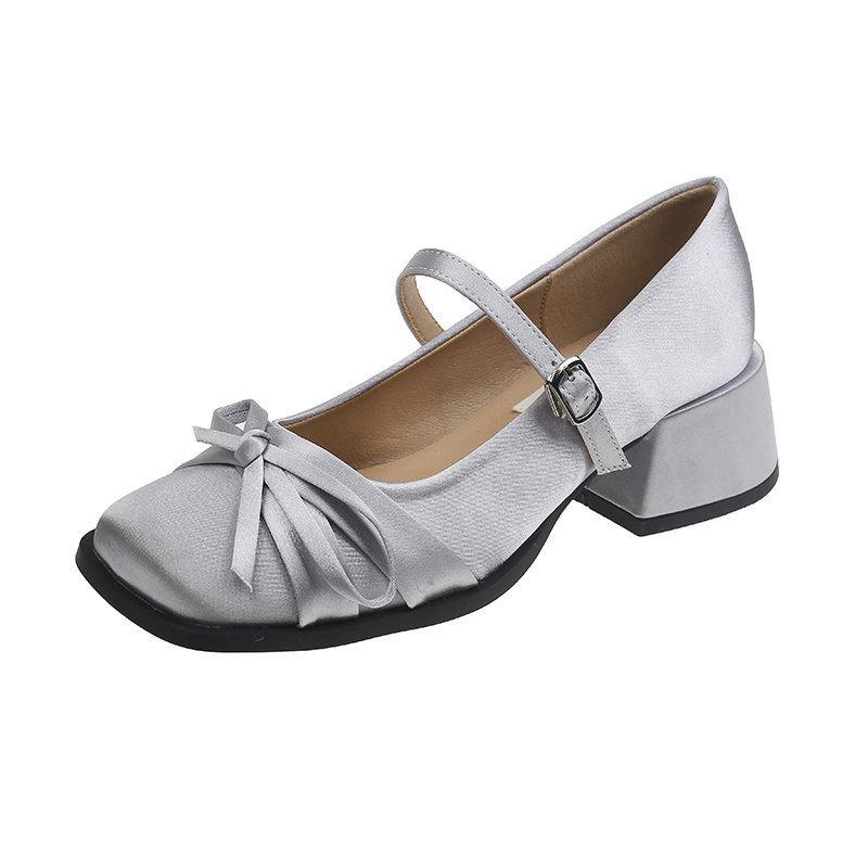 High-value Lady Style Mary Jane Shoes Women's 2025 New Mid-heeled Women's Shoes French Thick Heel Square Head High-heeled Single Shoes