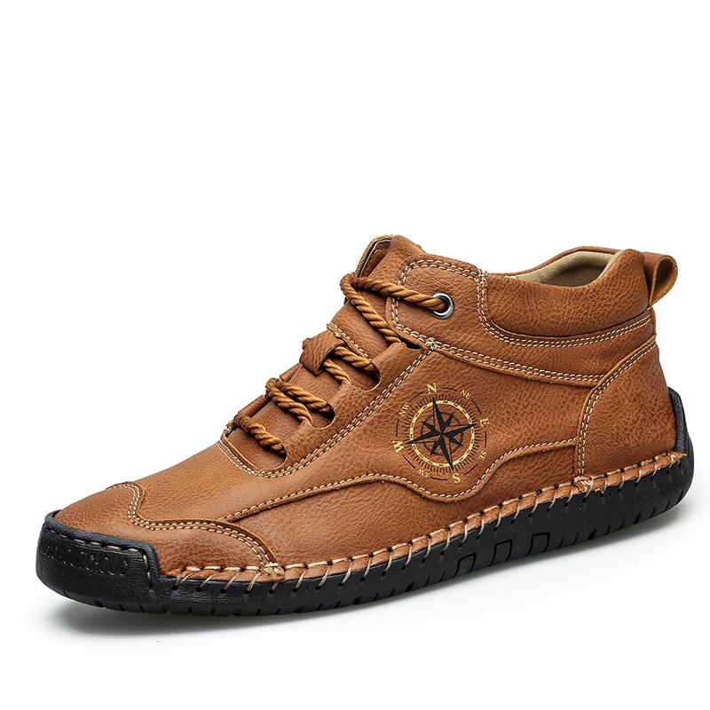 High Top Men Leather Casual Shoes Fashion Sneakers Zapatillas Hombre Spring Autumn Mens Outdoor Shoes Boots Big Size 48 9959