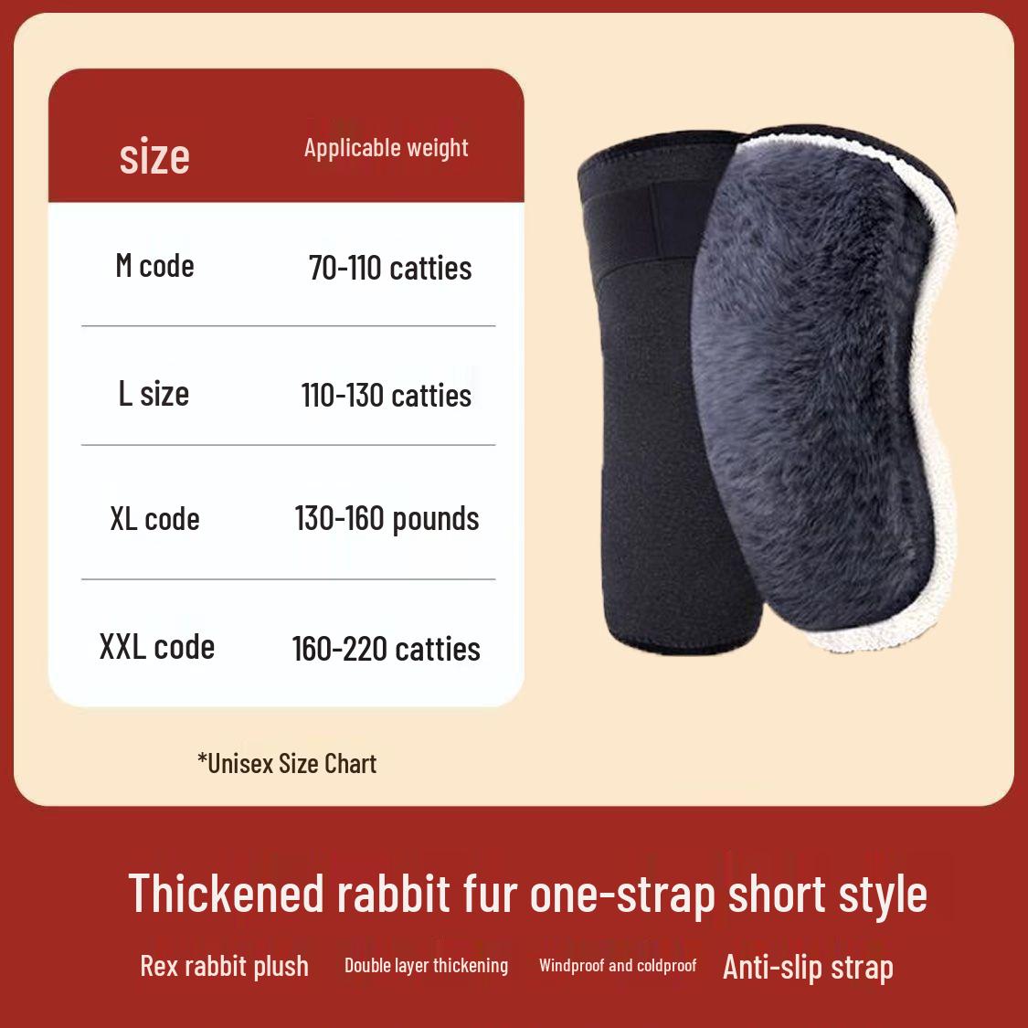 

Fleece-Lined Rabbit Fur Knee Pads for Joint Pain Relief, Warmth, and Support for Middle-Aged and Elderly in All Seasons. Medium (80-120 lbs)