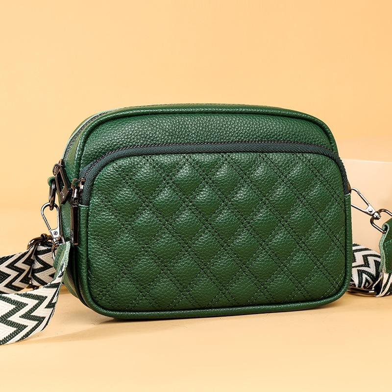 New first-layer cowhide women's bag trendy versatile shoulder small square bag fashionable women's bag genuine leather messenger bag