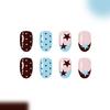 24Pieces Press On Nail Polkas Dot Blue Star Pattern Friendly ABS Artificial Nail French Tips For Daily Use