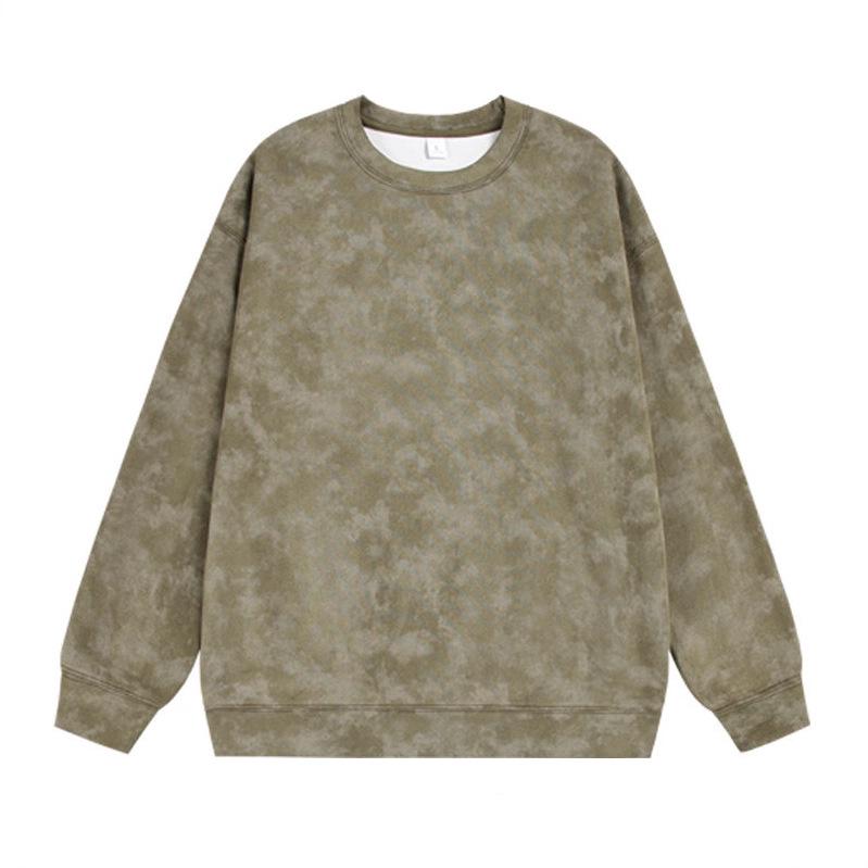 Men's Autumn Casual 360g Heavyweight Tie-dye Suede Fleece Round Neck Hoodie Jacket