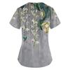Women's Fashion Printed Work Uniform With Pocket T-Shirt Short Sleeve Top
