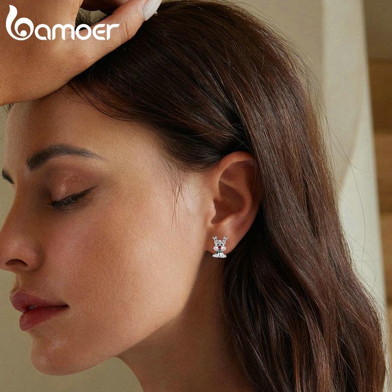 Brincos de prata esterlina 925 BAMOER para mulheres, festa de Natal, joias finas, presente