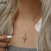 Effie Queen S925 Silver Cubic Zircon Inlaid Cross Pendant Necklace Jewelry for Women Dainty CZ Cross Clavicle Chain Gift SAPN52