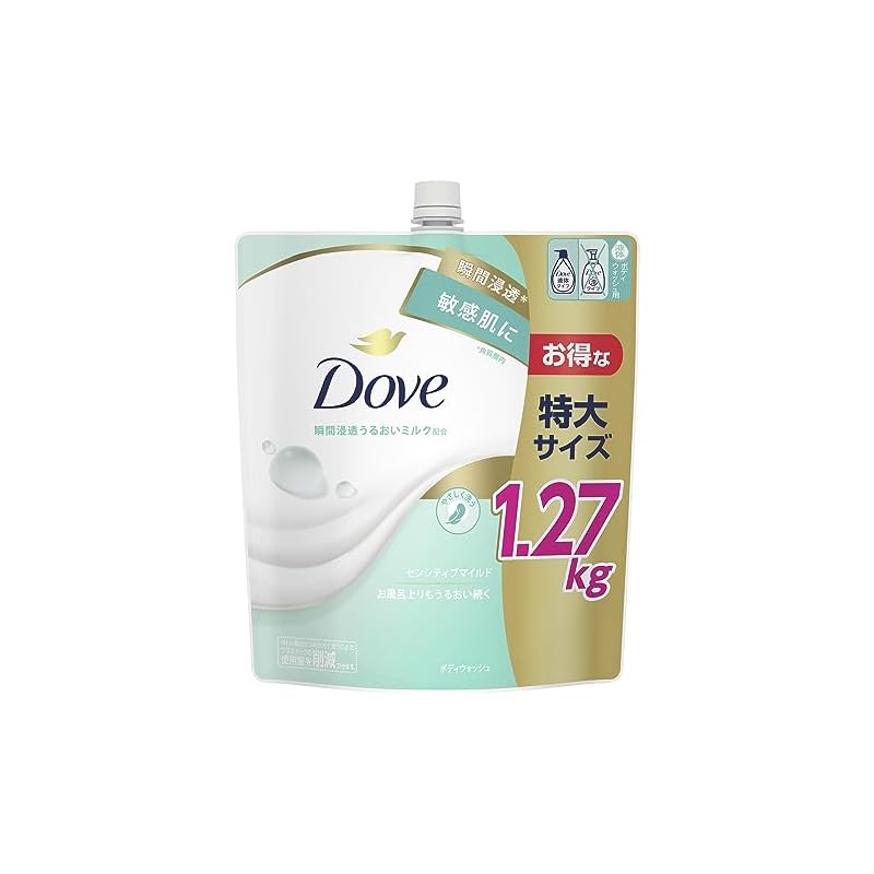 Dove Sensitive Mild Body Soap Refill, Large Capacity 1270g, Moisturizing, Additive-Free, Hypoallergenic Formula for Sensitive Skin