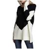 Women's Temperament Loose Round Neck Stitching Knitted Long-sleeved Sweater