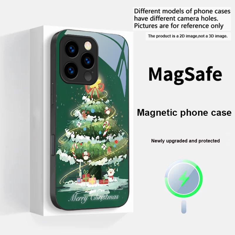 Decorated Christmas Tree For Magsafe iPhone 17 Pro Max 16 E 15 14 13 Plus 12 Mini 11 17 Air XR Xs Max 7 Plus Glass Phone Case