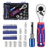 WORKPRO Socket Wrench Bit Ratchet Ratchet Wrench and Ratchet Handle Set with Extension Bit and Storage Case for DIY Bicycle and Garage Use 42-Piece