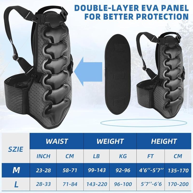 Cienfy Back Spine Protector Anti-Fall Protective Gear for Snowboarding, Skateboarding, Skating and Skiing