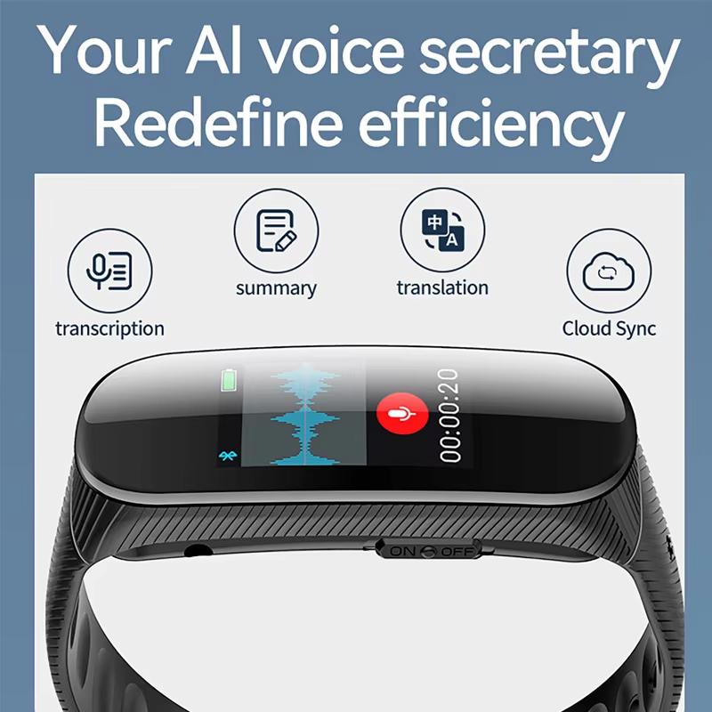 ChatGPT AI Voice Recorder 4-128GB Wristband Watch Dictaphone Voice Activated AI Recording Bracelet Transcription Translation 6
