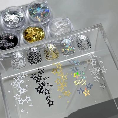 Mini Sparkling Hollowed-Out Pentagram Nail Glitter Nail Art Accessories Glitter Powder Sequin Art Decorations Manicure Tool