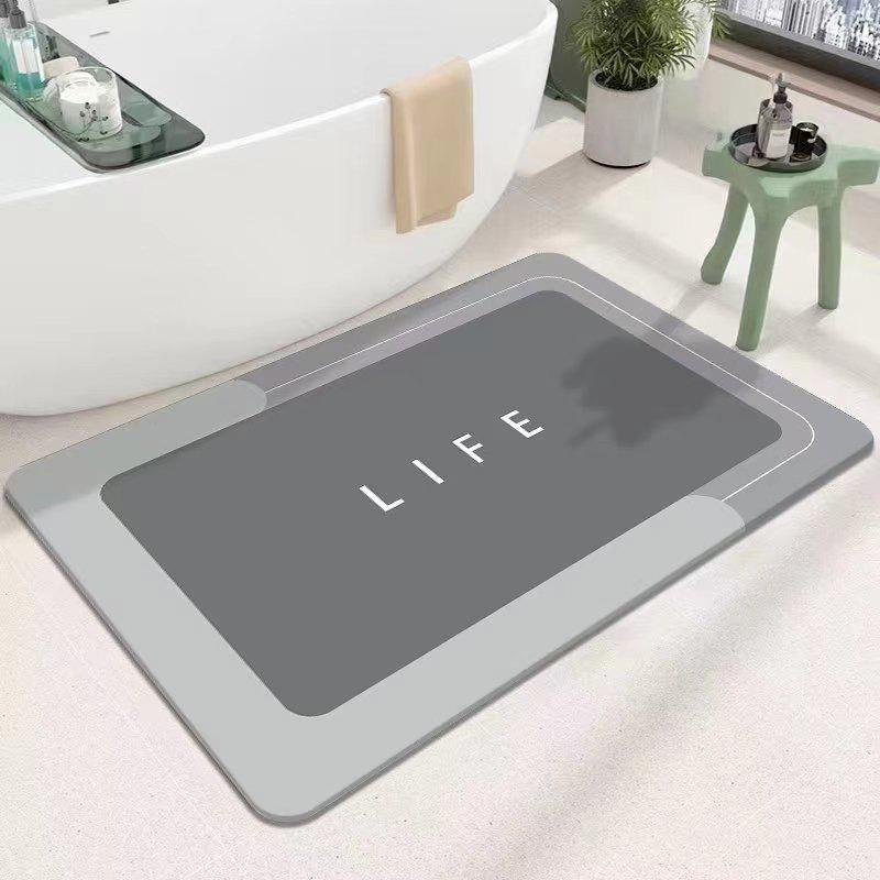 Cross Simple Anti-Slip Bathroom Floor Mat: Water-Absorbent, Wear-Resistant, Dirt-Resistant, and Easy To Clean.