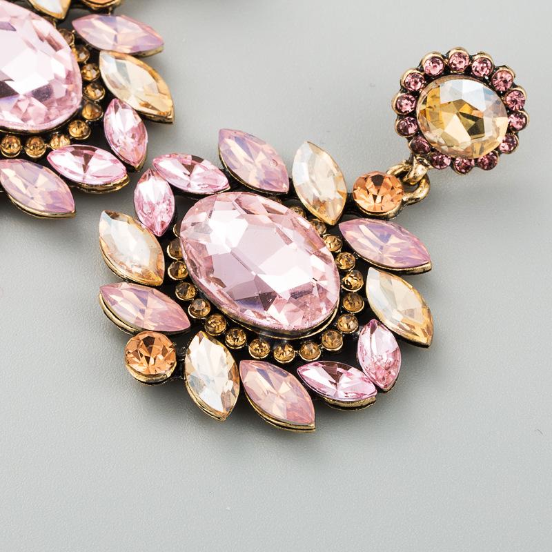 Women Retro Drop Earrings Titanium Steel Alloy Pendant Earrings Acrylic Colorful Grass Crystal Flower Geometric Ear Ornaments