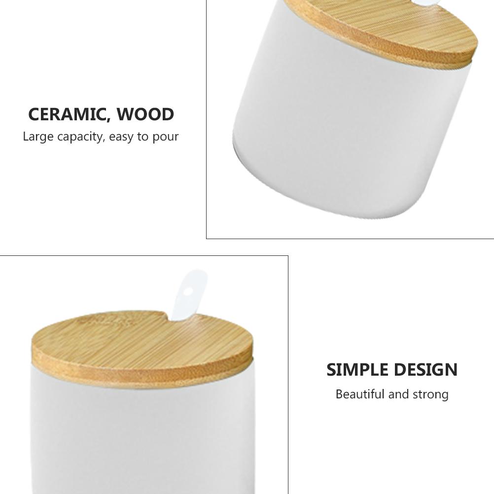 Ceramic Seasoning Jar Sugar Bowl with Lid Porcelain Condiment Pots Candy Cups Lids Storage Tank