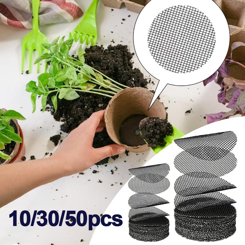 50 Piece Pot Hole Screen Mat, Round Drainage Hole Screen To Prevent Soil Loss, Plant Drainage Screen Gasket, Gardening Supplies