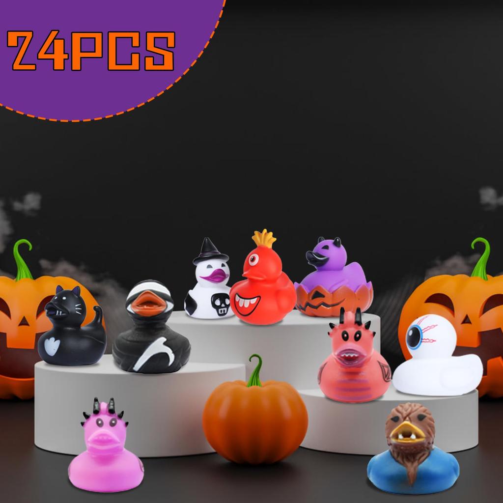 24/48Pcs Halloween Rubber Ducks In Bulk,Jeep Ducks For Ducking,Halloween Ducks For Jeeps Party Favors Toy,Floating Ducks