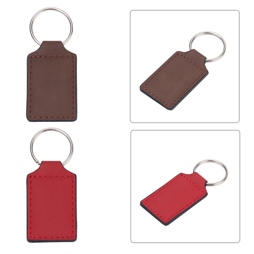 Pack Of 10 Sublimation Blank Keyring Pendant Heat Transfer PU Leather Keychains for Men Women Birthday Father's Day Gift