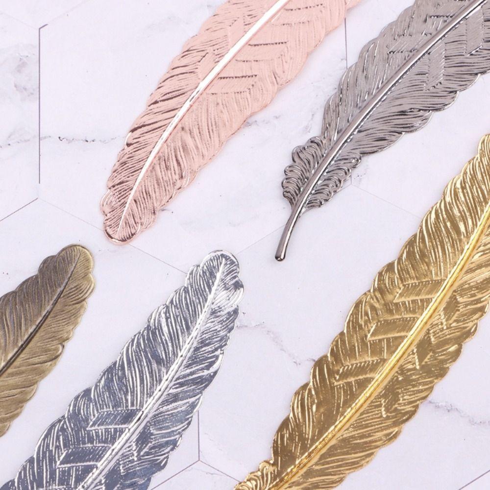 Ethnic Style Feather Pendants Bookmark Retro Bookmark Metal Feather Bookmark  Photography Tools