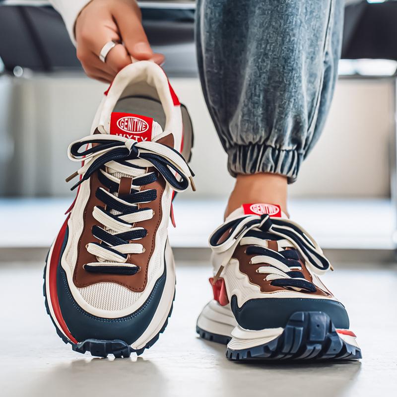 Men's Shoes Mesh Sports Shoes Spring and Summer New Casual Shoes Men's Breathable Thick-soled Travel Dad Shoes Running Shoes