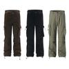 Men Women Streetwear Cargo Pants Loose Fit Straight Leg Wide Trousers With Detail Multi Pocket Cotton Casual