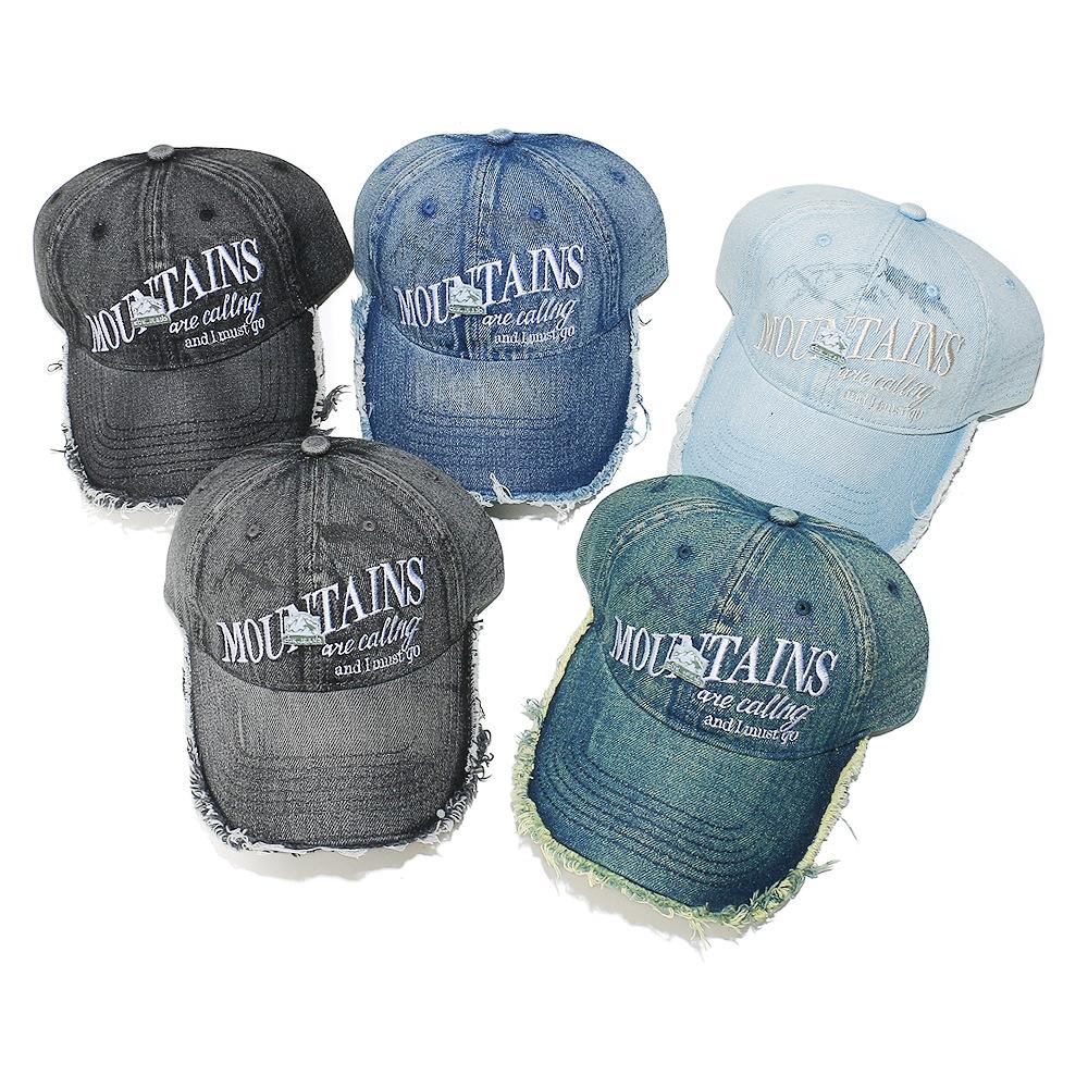 Xiyin Temu European and American sun hat mountain peak letter trend cap women's washed denim baseball cap outdoor
