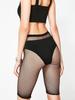 Women'S Sexy Nylon Seamless Mid-Thigh Length Fishnet Tights Black Thin Ins Trendy Mesh Hollow Out Knee-Length Shorts Pantyhose