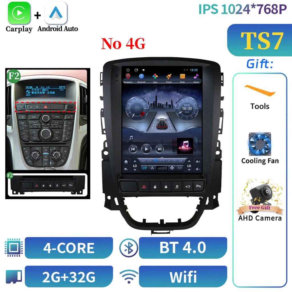 9,7 Zoll Autoradio Android 14 Für Opel Astra Buick Verano 2009-2015 Multimedia Navigation Kabelloses CarPlay Headunit Touchscreen