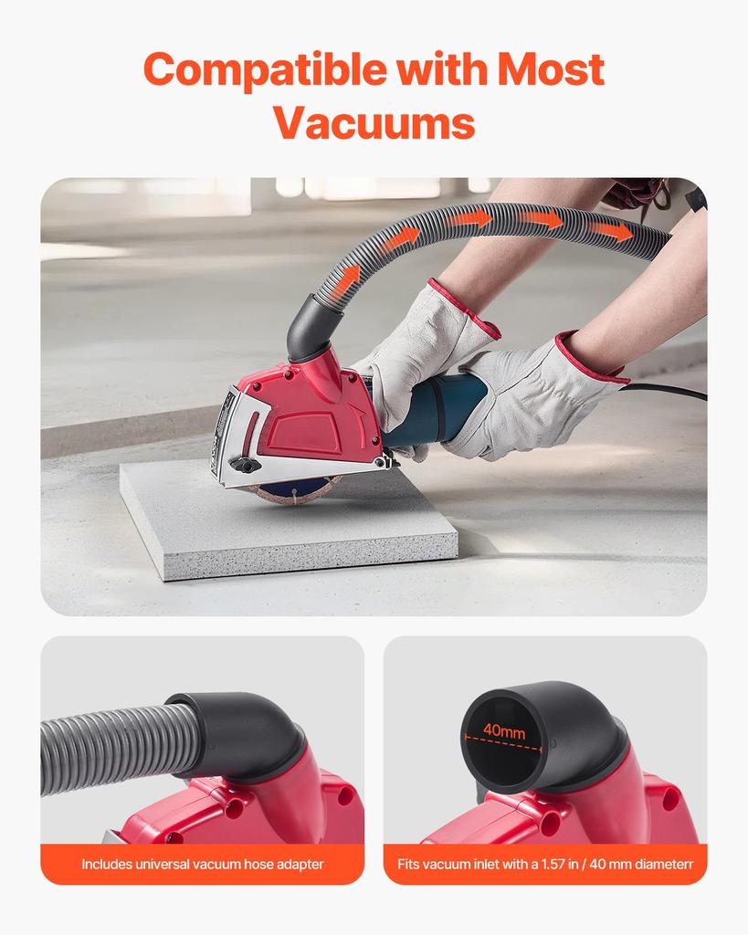 VEVOR Cutting Dust Shroud for Angle Grinders, Universal 4-5 in Angle Grinder Dust Shroud with 6 Clamping Washers, Adjustable Cutting Depth