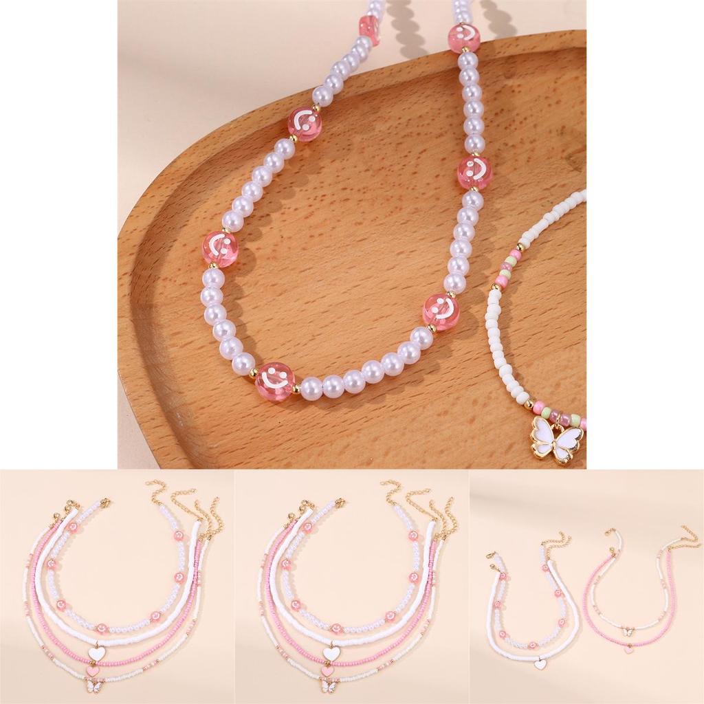 Colorful Glass Bead Jewelry With Alloy Butterfly Charm For Daily Wear Women